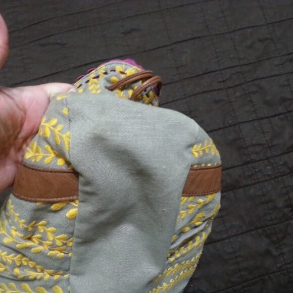 Lucky Penny Anthropologie Purse Handbag Tote Hobo Boho Bohemian Yellow Gray - Picture 16 of 16